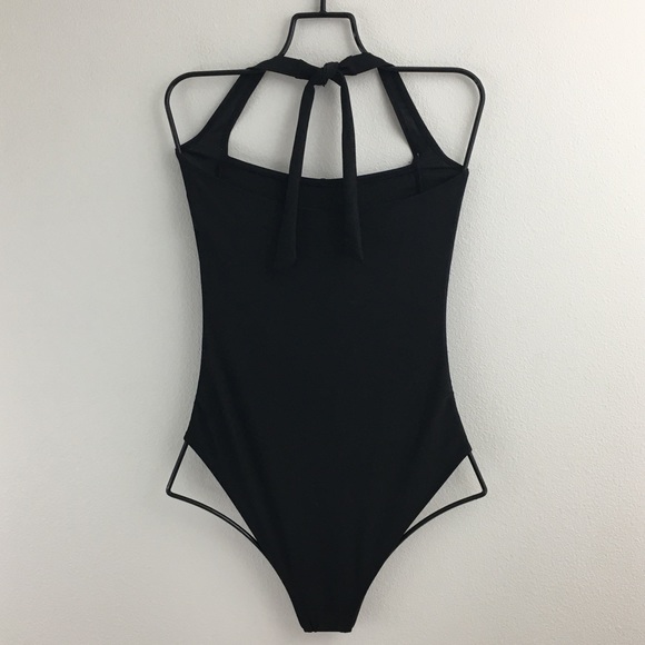 Black Ruched One Piece Swimsuit - Picture 10 of 12